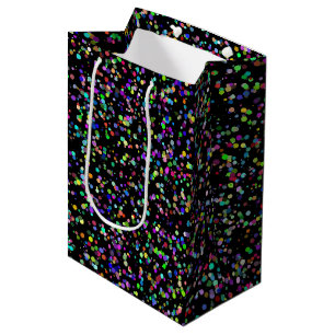 Sacola Para Presentes Média Círculos coloridos bolhas em um padrão único preto