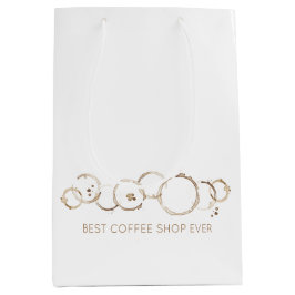 Sacola Para Presentes Média Círculos de Café NOME DA EMPRESA Loja de Café Dive