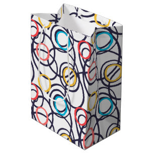 Sacola Para Presentes Média Círculos De Tonalidade Em Branco