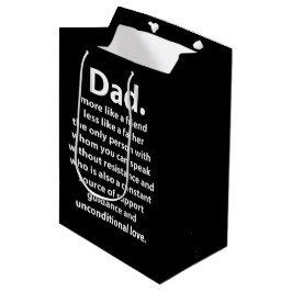 Sacola Para Presentes Média Citação de Papai Preto e Branco Dad Daddy 