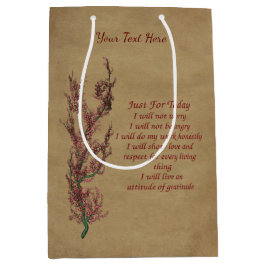 Sacola Para Presentes Média Citação Inspirativa Apenas Para Hoje Personalizada