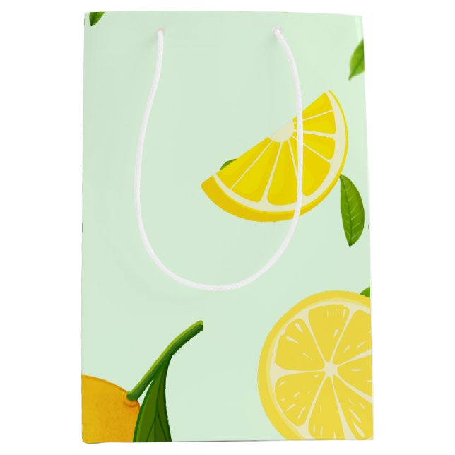 Sacola Para Presentes Média Citrino tropical SUMMER Laranja limão fina (Frente)