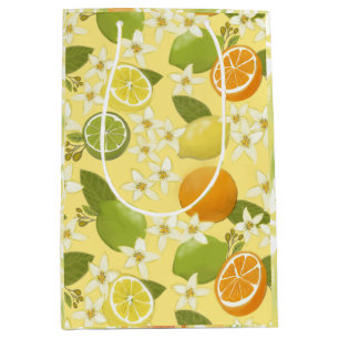 Sacola Para Presentes Média Citros e Blossomas de Verão