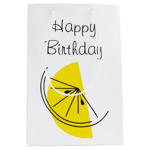 Sacola Para Presentes Média Citrus Lemon Happy Birthday - meio de bolsa de pre