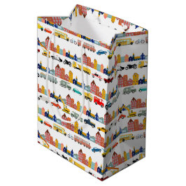 Sacola Para Presentes Média City Transportation Vehicles Trucks Cars Kids