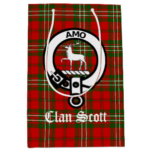 Sacola Para Presentes Média Clan Scott Crest Crachá & Tartan