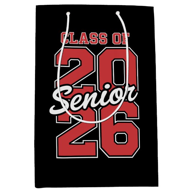 Sacola Para Presentes Média Class Of 2026 Senior Red Graduation 26 Graduate (Frente)