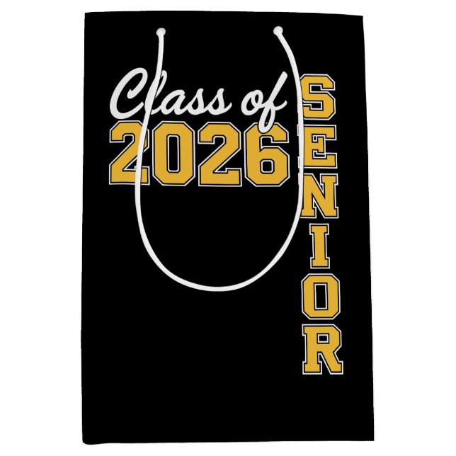 Sacola Para Presentes Média Class Of 2026 Senior Yellow Graduation Graduate (Frente)