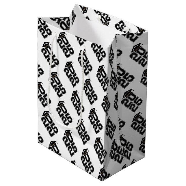 Sacola Para Presentes Média Classe de celebração de 2025 (Frente inclinada)