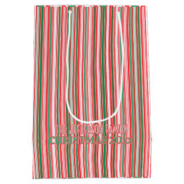 Sacola Para Presentes Média Classic Christmas Green Red Stripes 