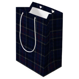 Sacola Para Presentes Média Classic Navy Blue Plaid Christmas