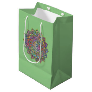 Sacola Para Presentes Média Clássico Colorosamente Mandala Índia Estilo 1