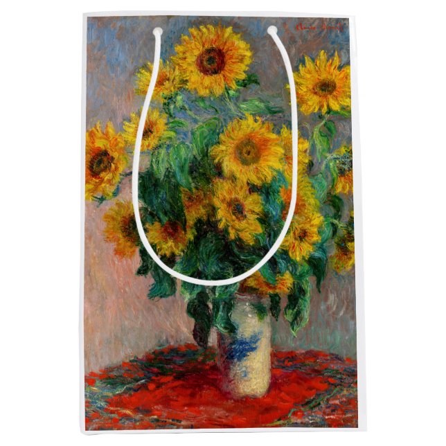 Sacola Para Presentes Média Claude Monet - Buquê de Sunflower (Frente)
