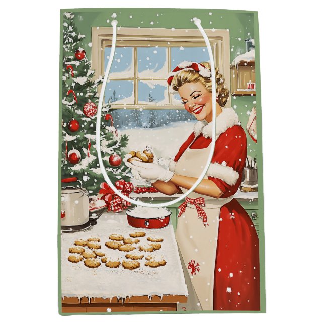 Sacola Para Presentes Média Claus Holiday Baking Delight (Frente)