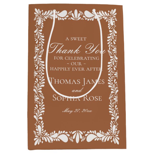 Sacola Para Presentes Média Clay Azulejo Talavera Espanhol Fiesta Casamento Fa (Frente)