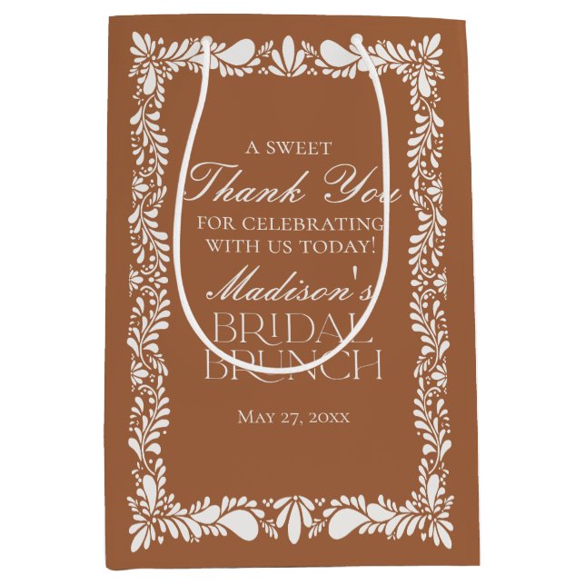 Sacola Para Presentes Média Clay Talavera Azulejo Festa Brunch de Noiva Lembra (Frente)