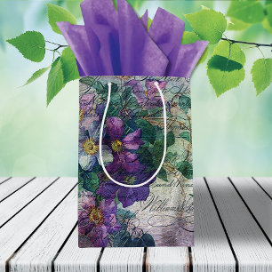 Sacola Para Presentes Média Clematis Vine Manuscrito Ephemera