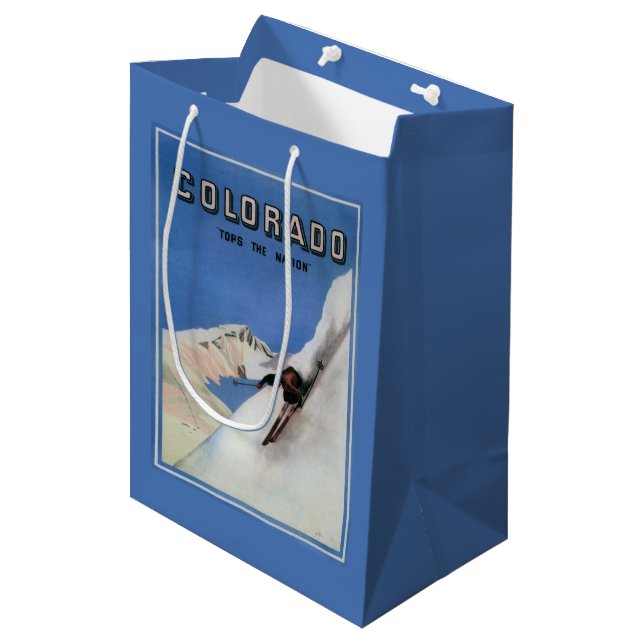 Sacola Para Presentes Média Cobre a nação - poster do promocional do esqui (Frente inclinada)