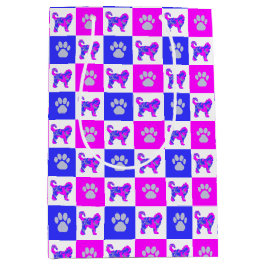 Sacola Para Presentes Média Cockapoo e pata loucos, rosa quente e azul