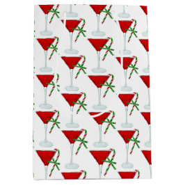 Sacola Para Presentes Média Cocktail de Martini de Natal