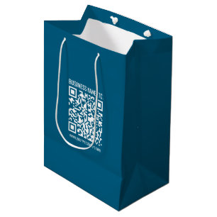 Sacola Para Presentes Média Código QR azul oceano editável