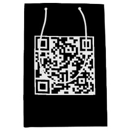 Sacola Para Presentes Média Código QR de Aniversário a Preto
