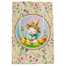 Coelhinho de Páscoa Fofo e Flores Felizes de Prima