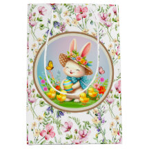 Coelhinho de Páscoa Fofo e Flores Felizes de Prima