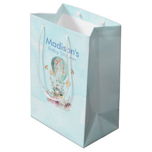 Sacola Para Presentes Média Coelhinho Whimsical Andando em um Balão de Ar Quen