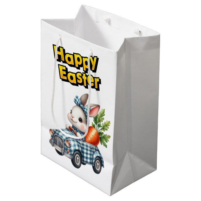 Sacola Para Presentes Média Coelhinhos da Páscoa  (Frente inclinada)