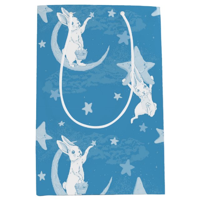 Sacola Para Presentes Média Coelhinhos e Estrelas Bonitos (Frente)