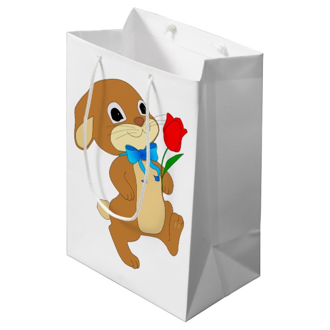 SACOLA PARA PRESENTES MÉDIA COELHO AO AMOR (Frente inclinada)
