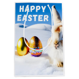 Sacola Para Presentes Média Coelho da Páscoa Branca