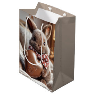 Sacola Para Presentes Média Coelho da Páscoa Feliz Com Coração de Chocolate
