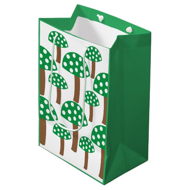 Sacola Para Presentes Média Cogumelos Verdes (Frente inclinada)
