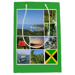 Sacola Para Presentes Média Colagem de Fotos da Jamaica