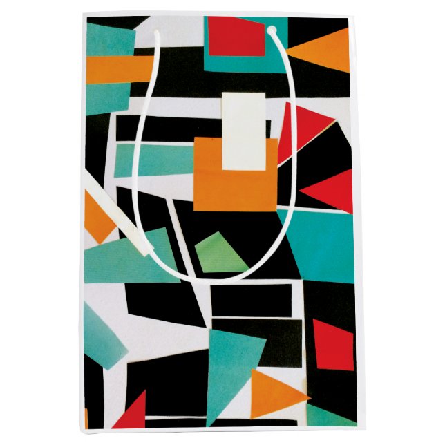 Sacola Para Presentes Média Colagem Geométrica Moderna (Frente)