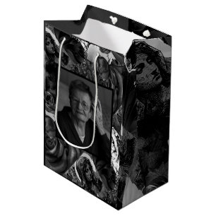 Sacola Para Presentes Média Colagem Preto e Branco Foto Católica Cristã