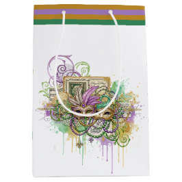 Sacola Para Presentes Média Colagem Splatter Mardi Gras