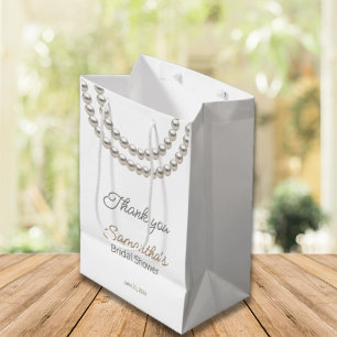 Sacola Para Presentes Média Colar de Pérola Elegante Presente para Chá de Noiv