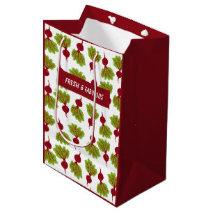 Sacola Para Presentes Média Coleção Beterraba Fresca Branco