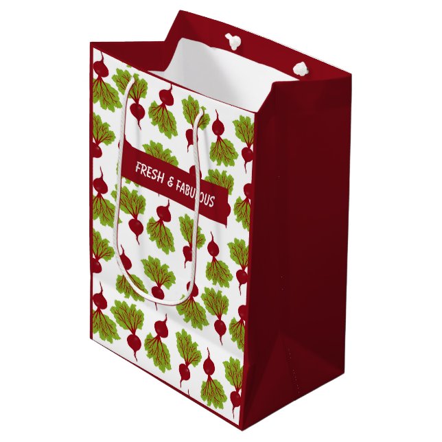 Sacola Para Presentes Média Coleção Beterraba Fresca Branco (Frente inclinada)