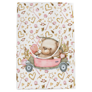 Sacola Para Presentes Média Coleção de Chás de fraldas de Ursos Bebês de Teddy