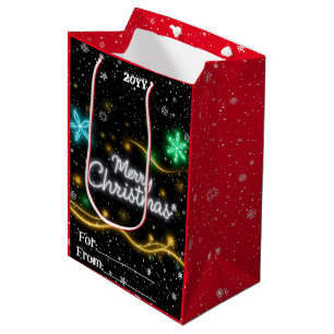 Sacola Para Presentes Média Coleção de Feriados Neon Populares de Natal