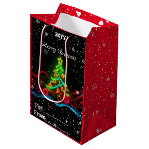 Sacola Para Presentes Média Coleção de Férias Neon no Natal Moderno