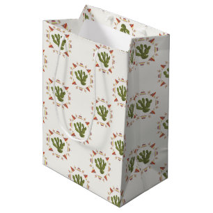 Sacola Para Presentes Média Coleção Llamarama Círculo Cactus