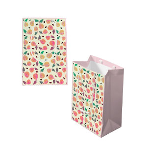 Sacola Para Presentes Média Coleção Pérolas Douradas Rosa