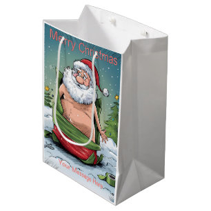 Sacola Para Presentes Média Coletânea Divertida do Papai Noel Safado de Natal