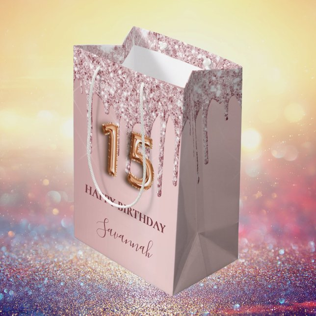 Sacola Para Presentes Média Colírio rosa de quinceanera (Criador carregado)