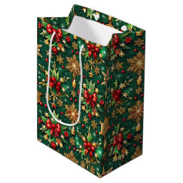Sacola Para Presentes Média Colorful Christmas Vibe Festive Pattern